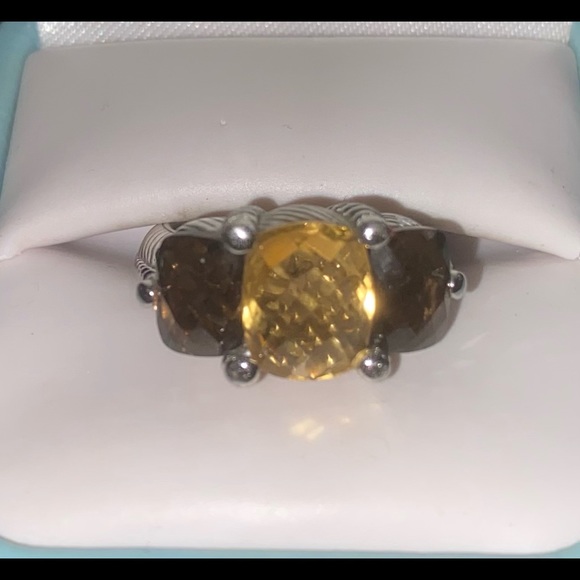 Judith Ripka Citrine and smoky topaz ring